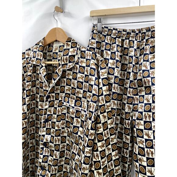 Vintage Silky Satin Americana Horse Checkered Pajamas - Picture 2 of 5